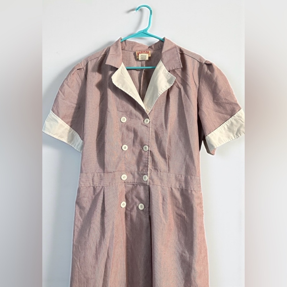 NWOT Red Kap® Double-Breasted Lapel Dress in Burgundy Pincord - Picture 5 of 14